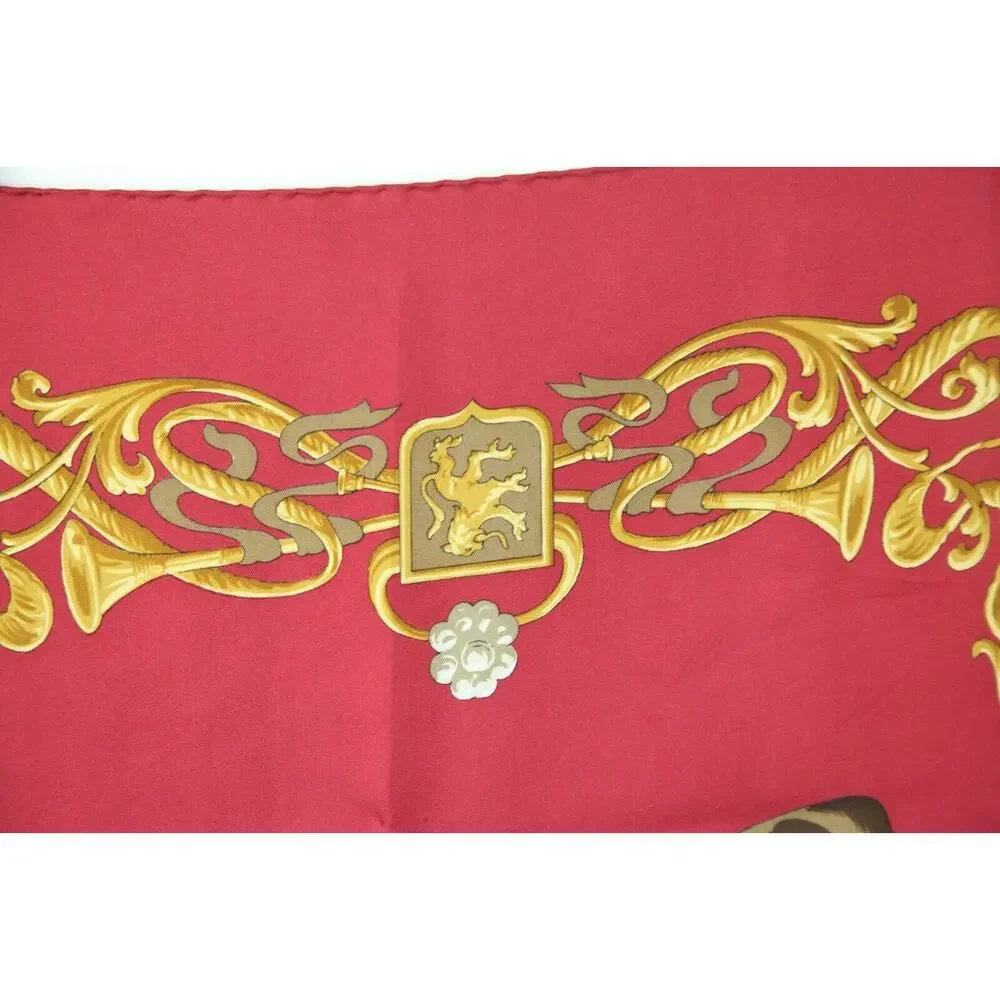 Belvedere Silk Scarf Baroque Scroll‎ Drums Crest Old Money 34
